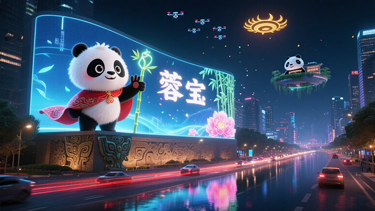 成都LED顯示屏與城市IP打造:從“蓉寶”到“熊貓基地”的視覺敘事